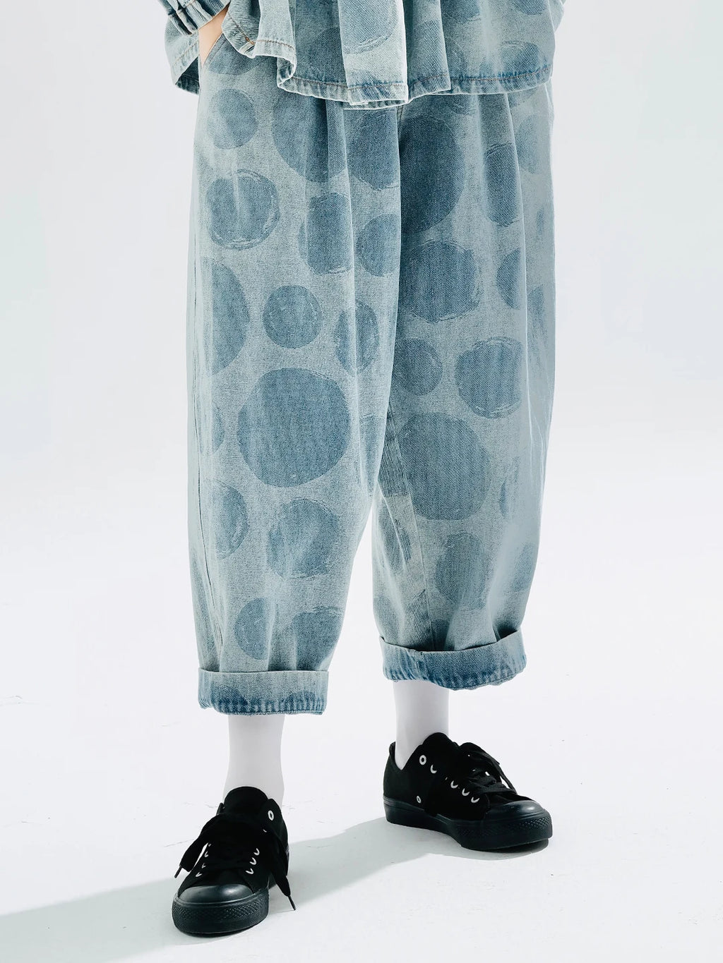 Pantalones Vaqueros de Algodón Holgados con Estampado
