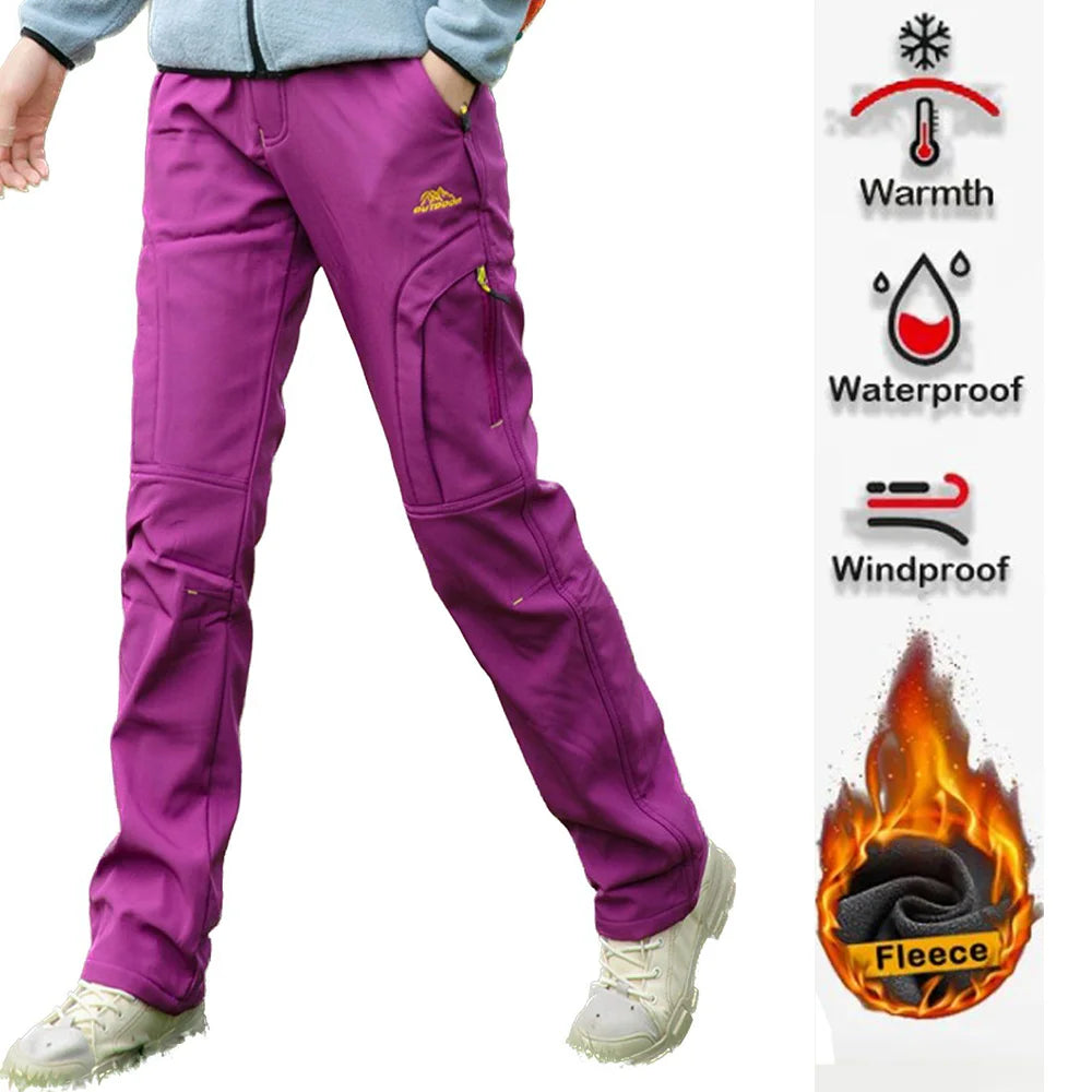 Pantalones informales de invierno con forro polar para mujer con cinturón, resistentes al viento, resistentes al desgaste, repelentes al agua, con múltiples bolsillos, adecuados para el trabajo diario y actividades al aire