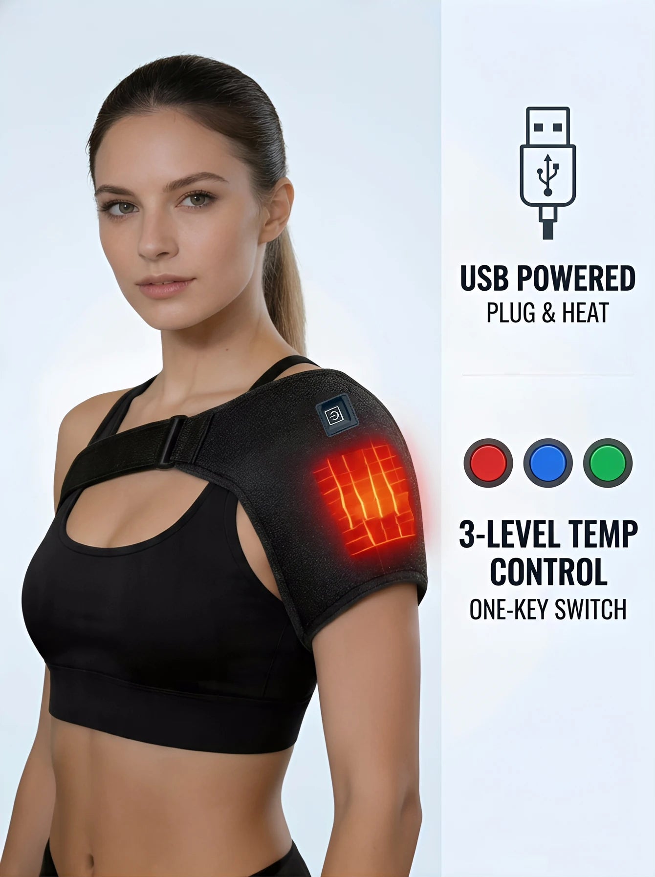 Soporte de Hombro con Masaje Térmico Eléctrico de 3 Niveles