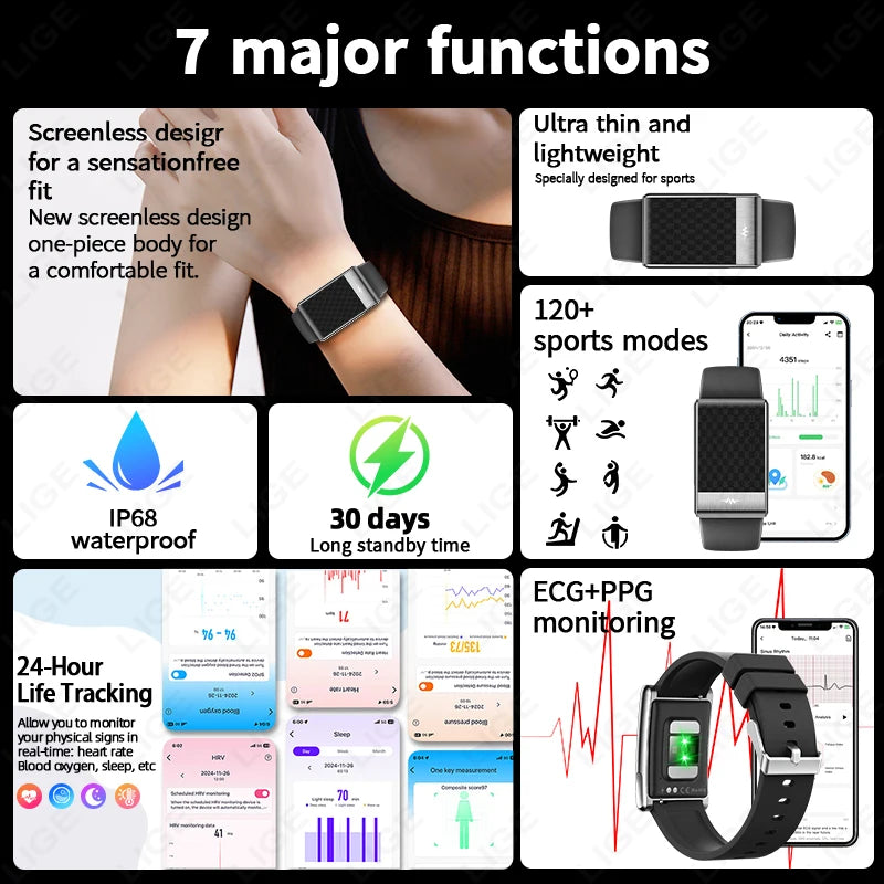 Pulsera Inteligente con ECG Monitor de Salud 2026