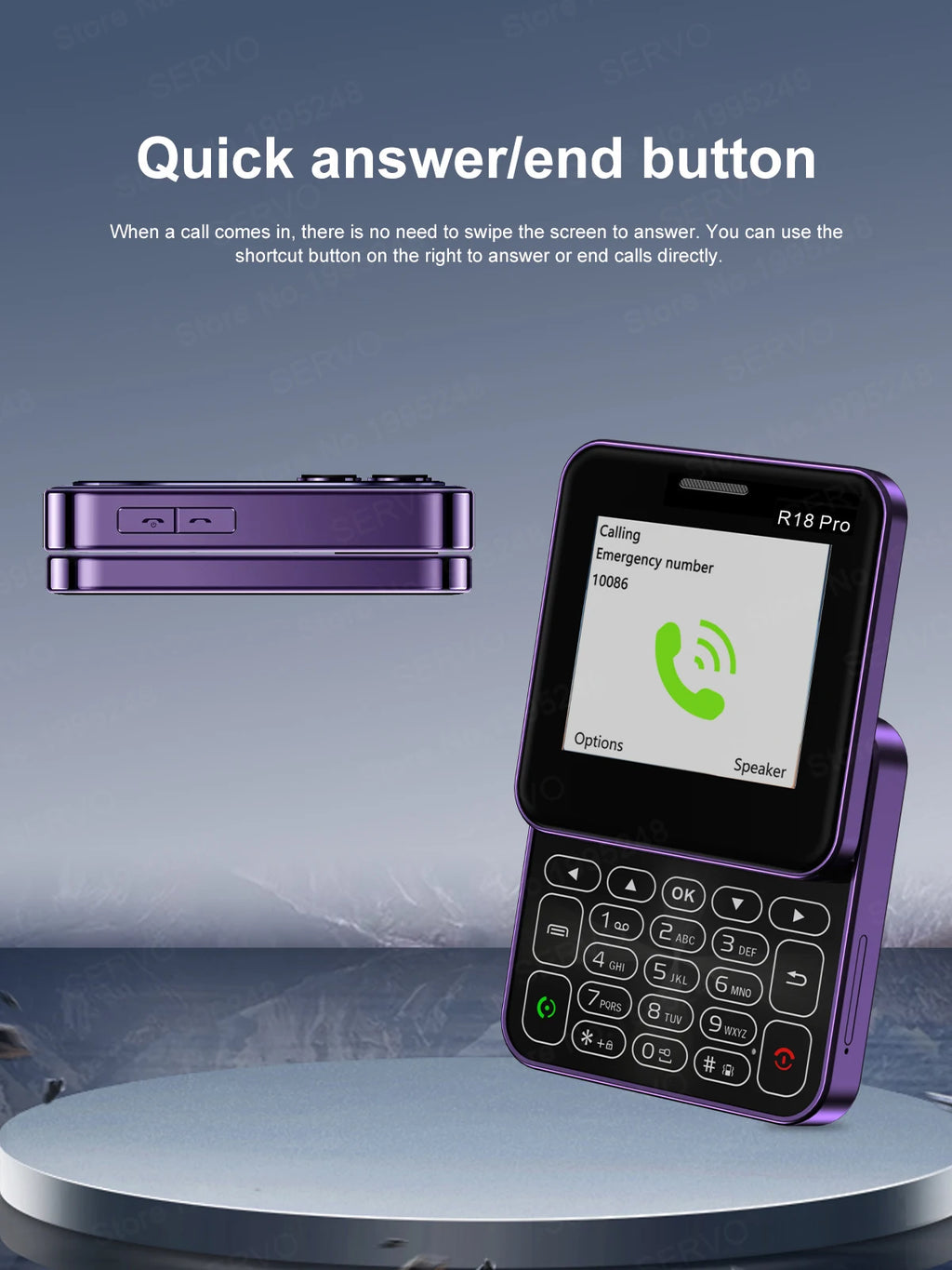 SERVO R18 Pro — Teléfono Básico Giratorio Doble SIM, Radio FM y Linterna