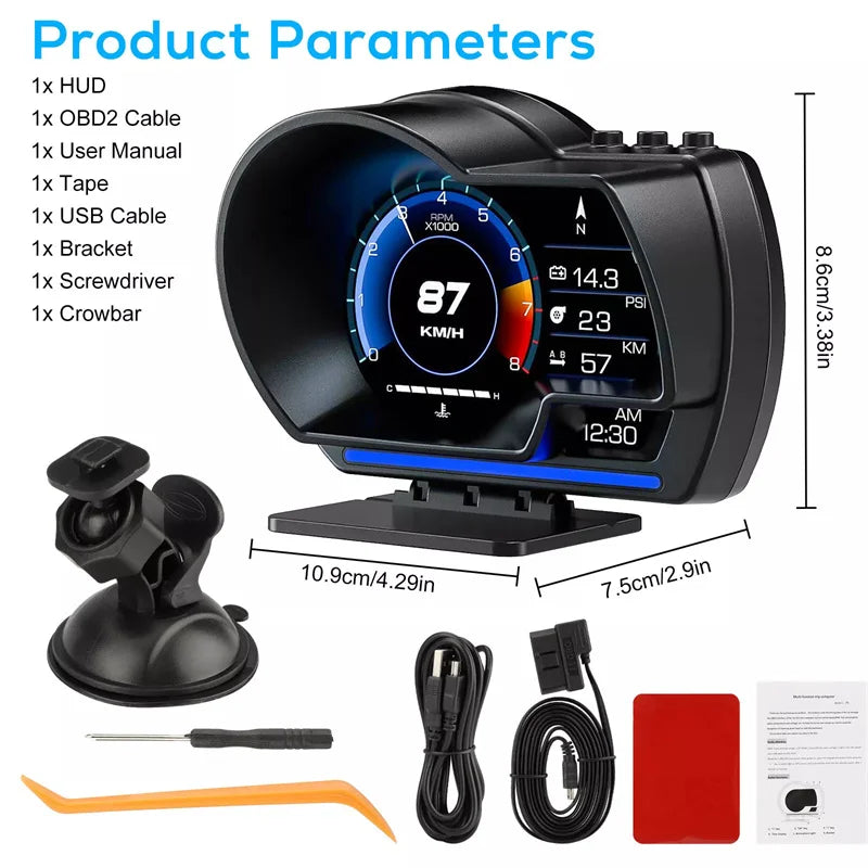 Velocímetro HUD con Pantalla Dual OBD para Auto