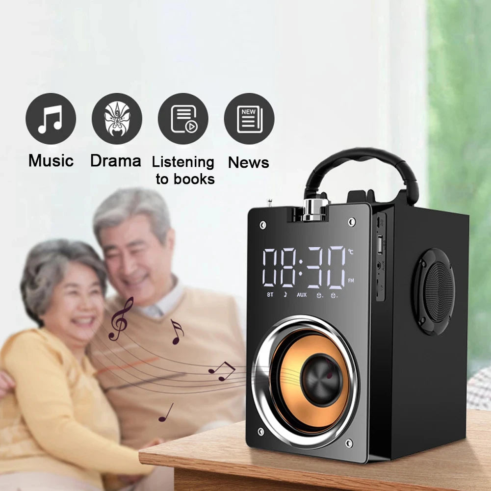 Altavoces Bluetooth inalámbricos de Supergraves de madera, Subwoofer estéreo portátil de alta potencia, Centro de música, soporte TF, Radio FM, HIFI BoomBox