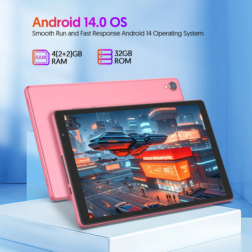 Tablet BAKEN Android 14 de 10 pulgadas, 32GB, Wi-Fi 6 y procesador cuatro núcleos