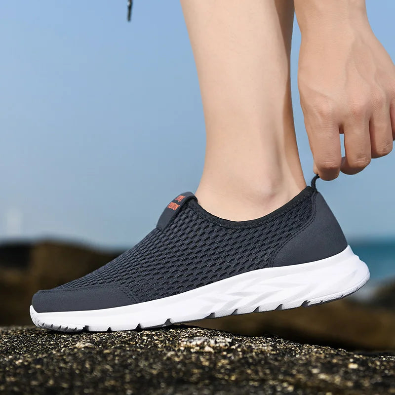 YRZL, zapatillas de deporte para hombre, zapatos informales de malla transpirable para hombre, mocasines antideslizantes para exteriores de talla grande, zapatos de tenis ligeros para caminar para hombre