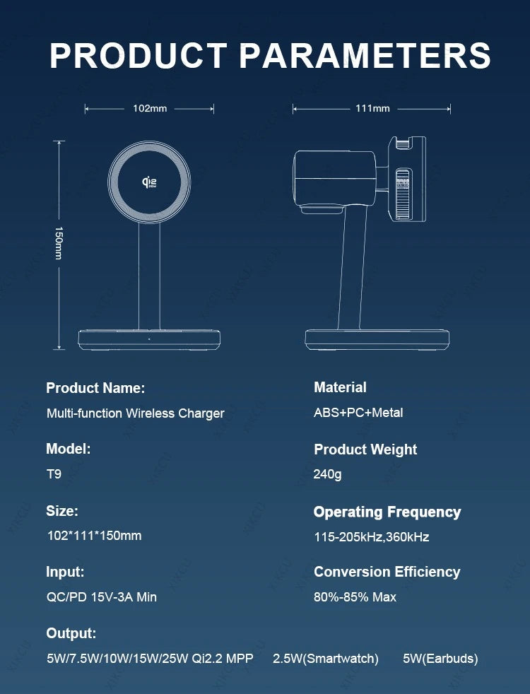 Cargador Inalámbrico Magnético Qi2 25W con LED