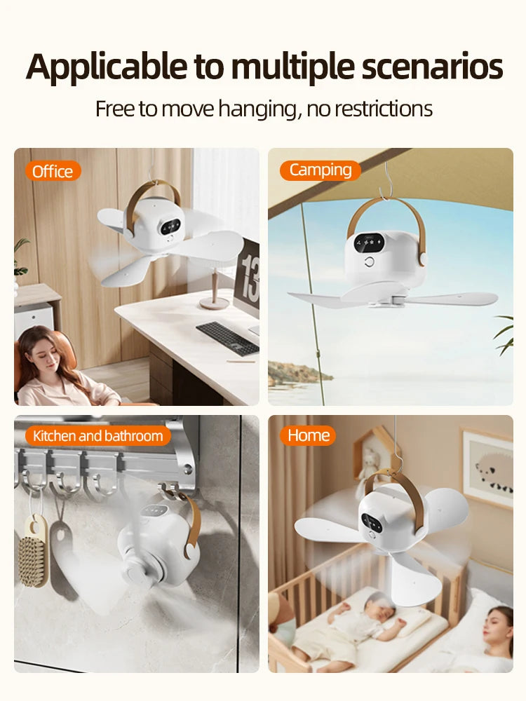 Mini Ventilador de Techo Portátil para Acampar