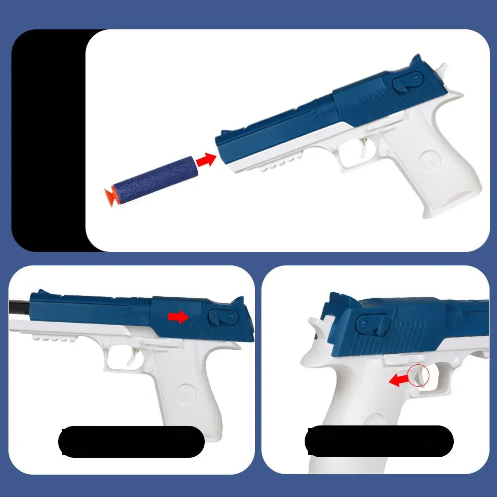 Pistolas de juguete para niños, pistola de plástico Manual, juguete de espuma para dardos, lanzador de modelo de tiro para niños y niñas, juegos al aire libre