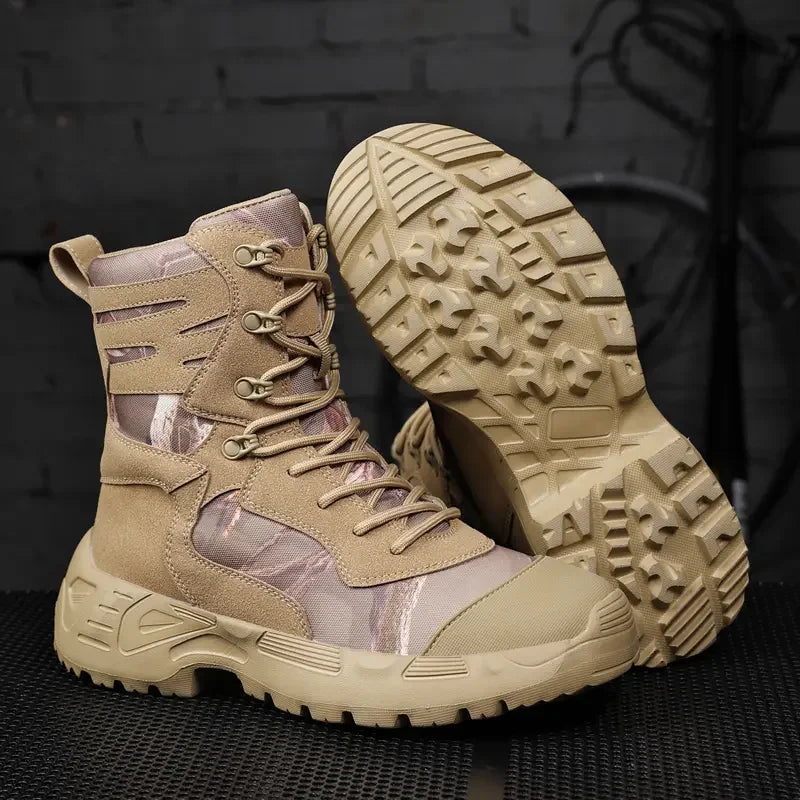 Botas tácticas de senderismo para hombre, caña alta, antideslizantes