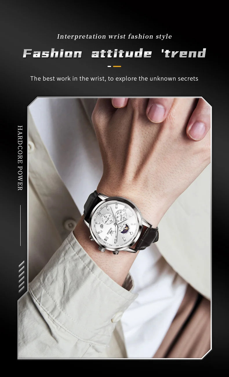 Reloj OLEVS Cronógrafo Fase Lunar de Cuarzo para Hombre