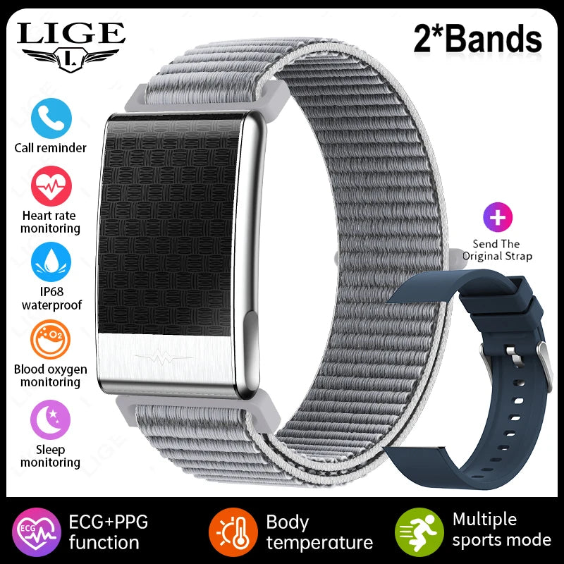 Pulsera inteligente ECG con monitor de salud, frecuencia cardíaca y ácido úrico, IP68