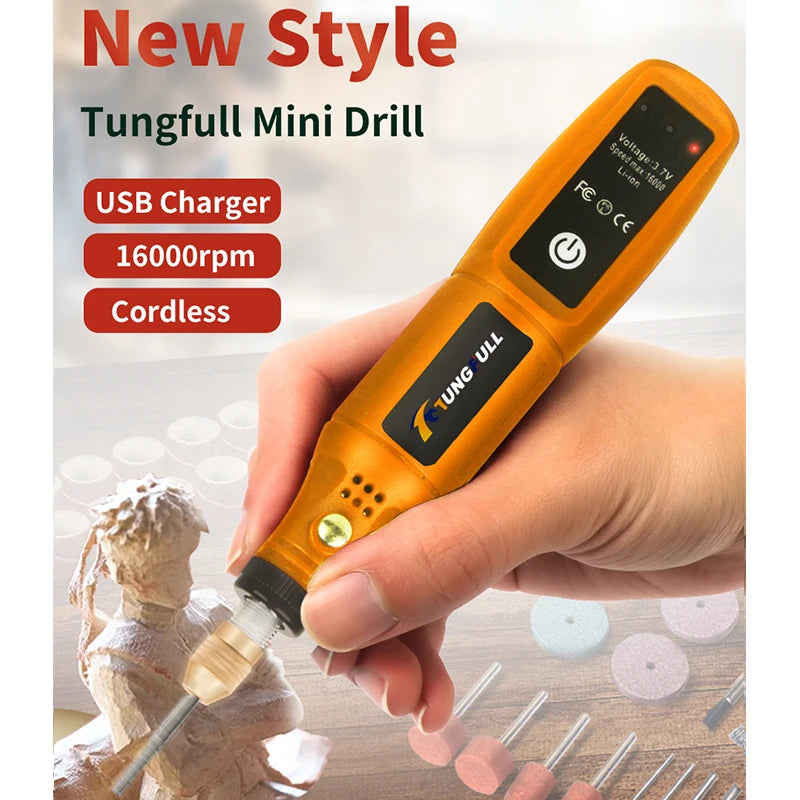 Mini Taladro Inalámbrico recargable, máquina de pulido, bricolaje, Mini herramienta rotativa, herramienta de grabado USB, herramienta Dremel, Mini máquina de grabado