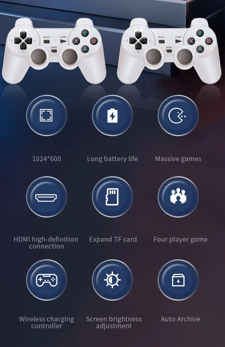 Consola de juegos de TV Coopreme XP18, salida HD, pantalla de 7 pulgadas, consola de vídeo portátil Retro, controlador inalámbrico compatible con simulador de 4000mAh