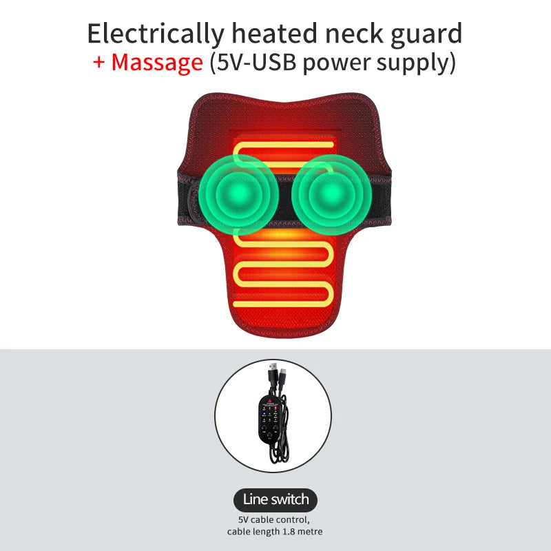 Masajeador Eléctrico Cervical con Calor, 3 Niveles de Masaje, Temporizador, Alivia el Dolor y la Rigidez Cervical, Calor para las Articulaciones, Estimula el Flujo Sanguíneo