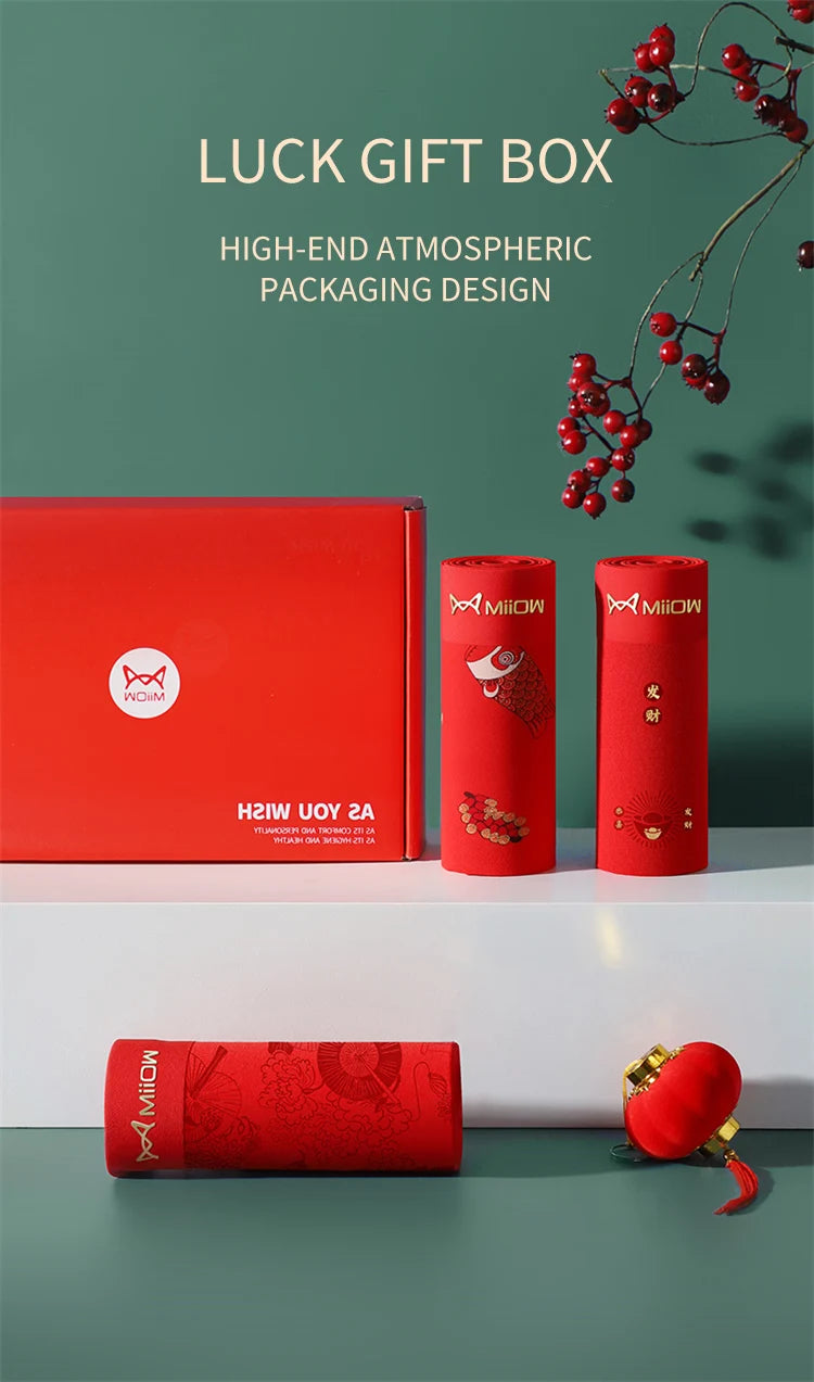 MiiOW-bóxer de algodón suave y transpirable para hombre, ropa interior masculina de 3 piezas, con estampado de la suerte