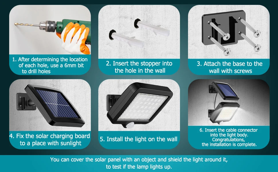 Luz Solar 56 LED Exterior con Sensor de Movimiento y Cable 5m