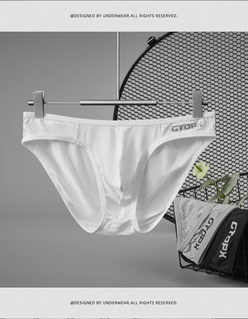 Paquete de 3 calzoncillos para hombre, calzoncillos de cintura baja, bolsa convexa en U, Bikini Sexy cómodo que absorbe la humedad para hombre
