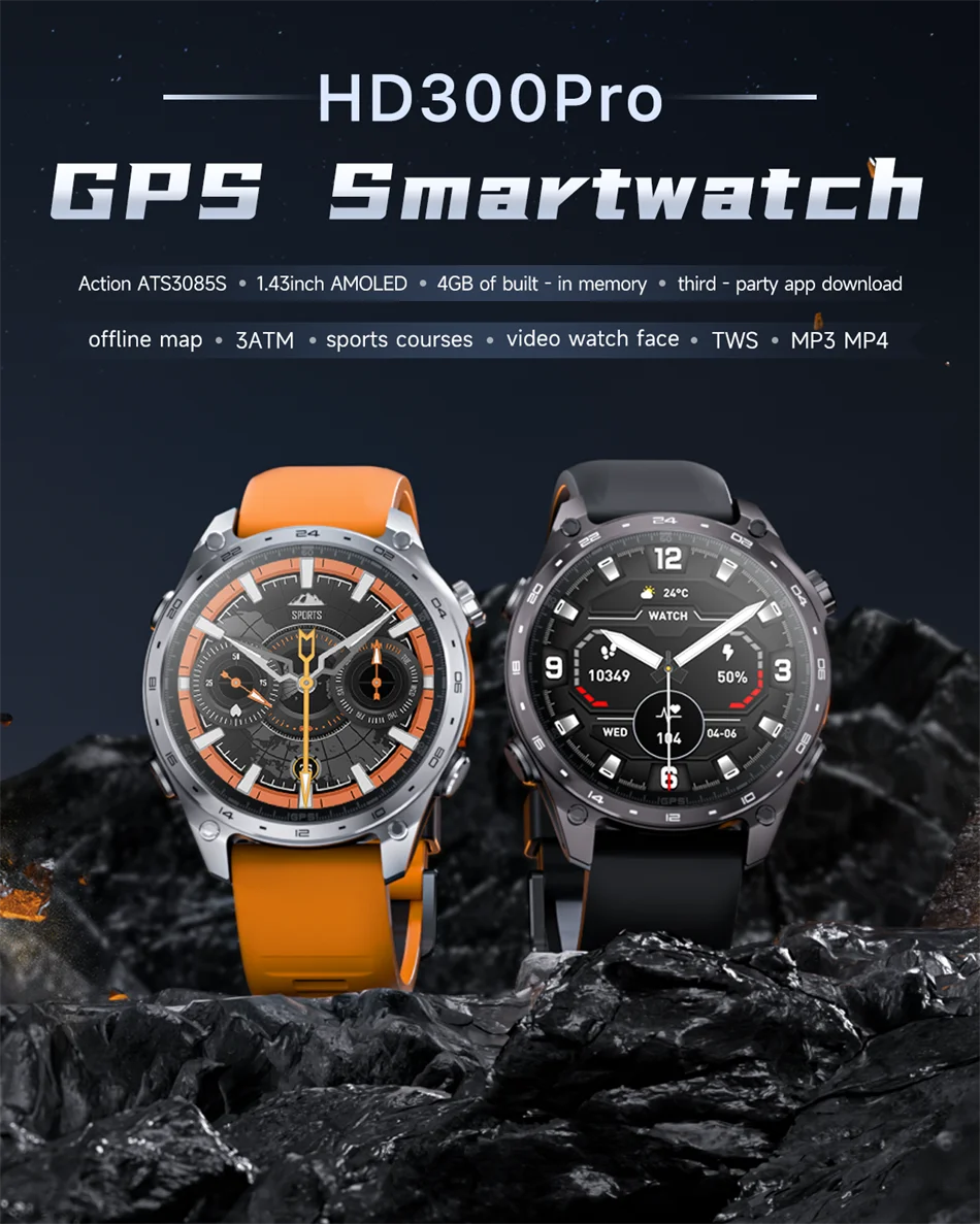 Reloj Inteligente HD300 Pro con GPS Offline, Memoria 4GB y Linterna