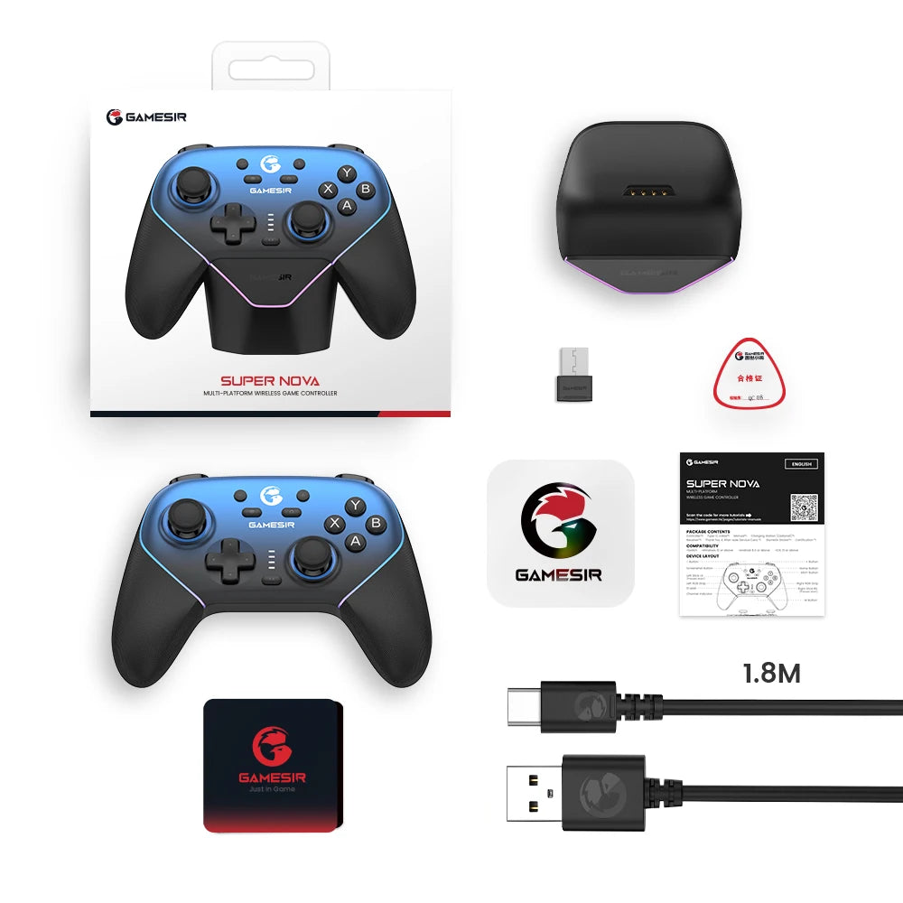 Gamepad GameSir Super Nova Bluetooth con base de carga controlador de juegos inalámbrico para Nintendo Switch 2 iPhone Android teléfono PC