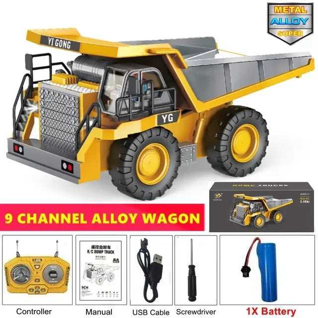 Excavadora, Volquete y Bulldozer RC 4WD con Control Remoto, Vehículos de Construcción