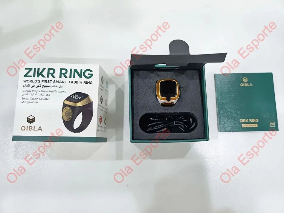 2026 Qibla Smart Zikr Ring elogio Tasbih Tally contador Digital electrónico para musulmanes 5 tiempo de oración recordatorio de vibración impermeable