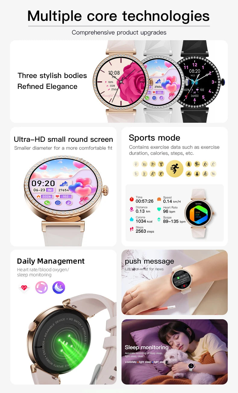 LIGE Reloj Inteligente Lujo con Diamantes GPS
