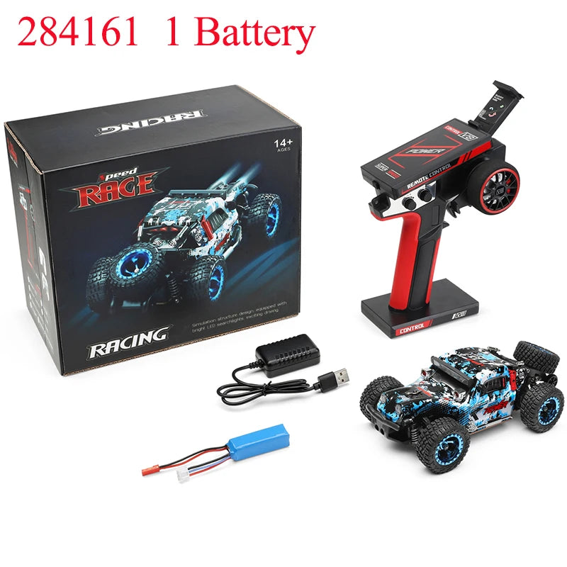 Coche RC 1/28, 4WD, 30 Km/H con Luces LED y Chasis de Metal