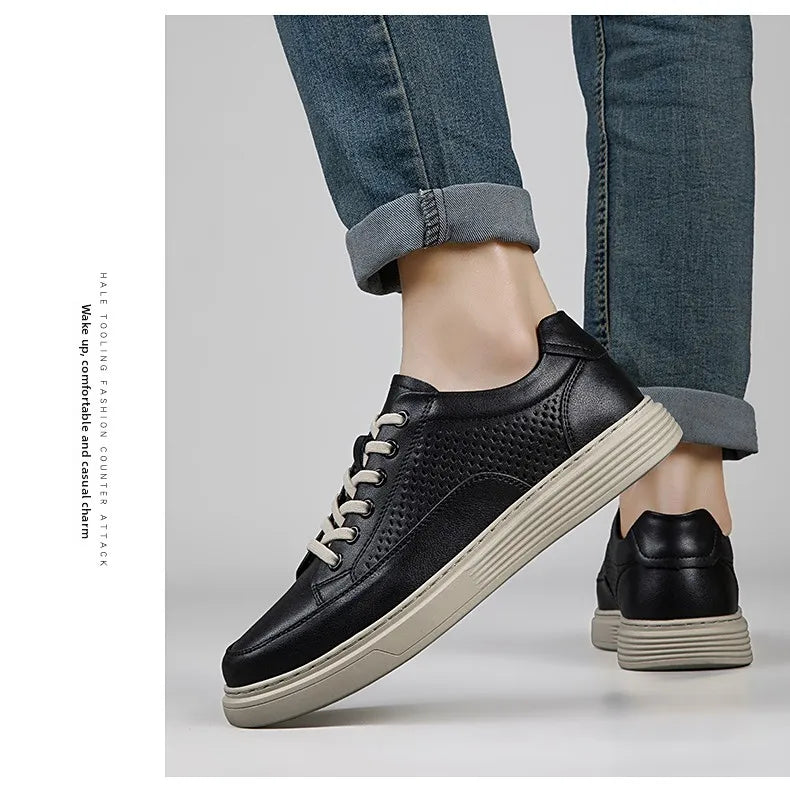 Zapatos Casuales de Cuero Genuino para Hombre - Suela Gruesa