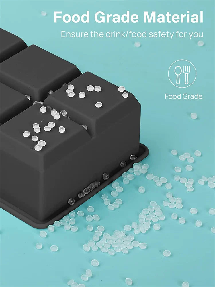 LMETJMA Bandejas grandes para cubitos de hielo con tapas, moldes cuadrados de silicona para cubitos de hielo, moldes para cubitos de hielo sin BPA para cócteles de whisky JT09
