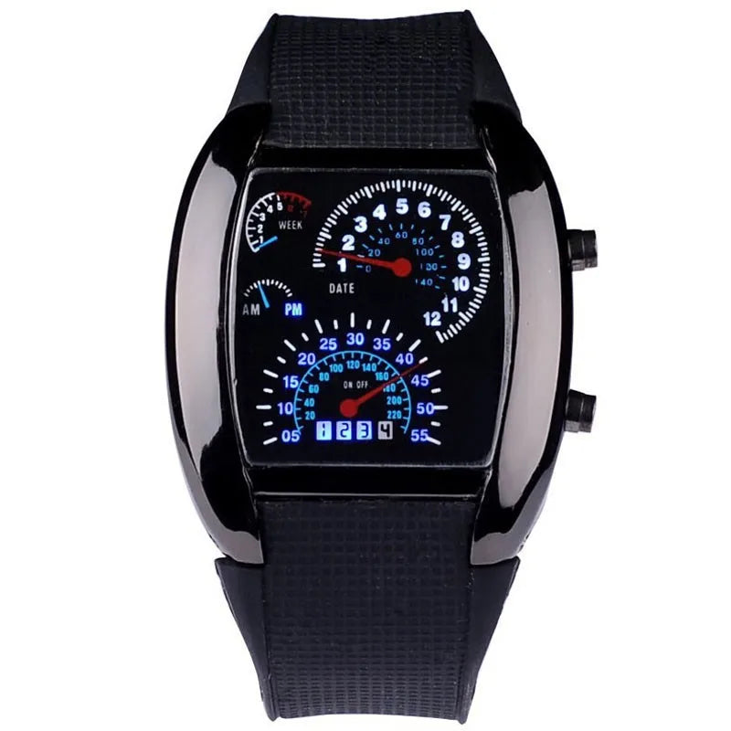 Reloj de pulsera de cuarzo a la moda para hombre, reloj electrónico LED de aviación deportiva, tablero de carreras con ventilador, reloj Digital masculino creativo para hombre
