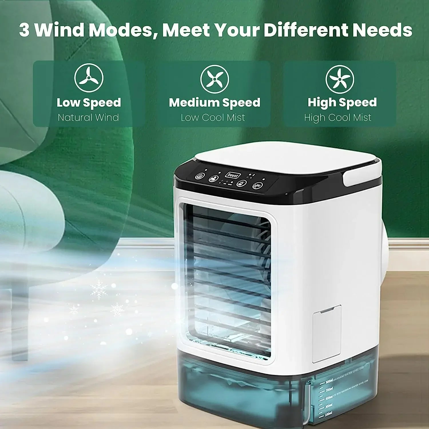 Ventilador de Escritorio con Atomización Ultrasónica Dual