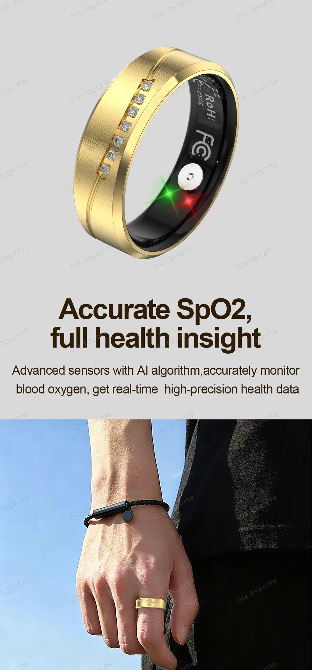 Anillo Inteligente Monitor Cardíaco y Oxígeno IP68