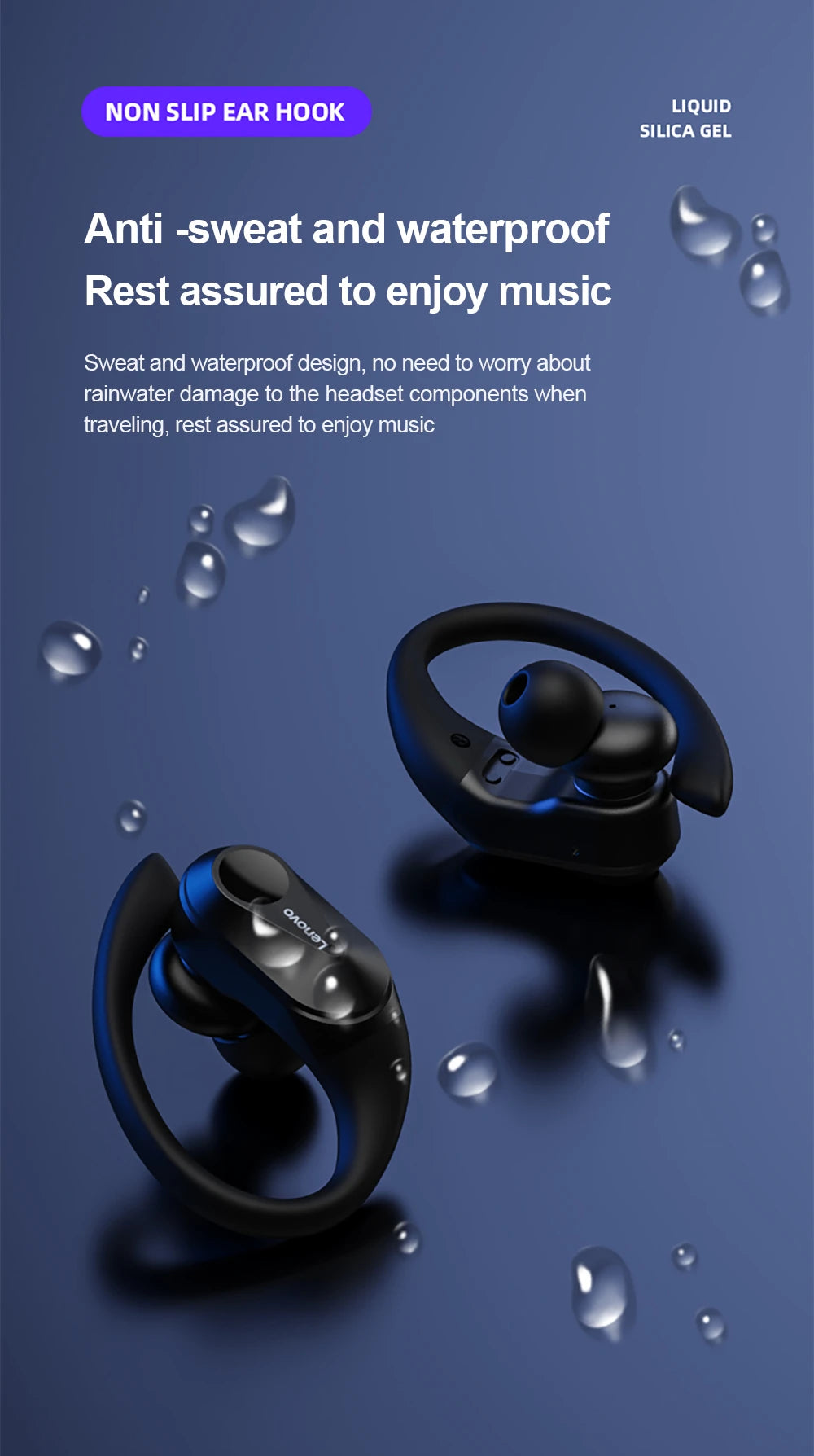 Auriculares Bluetooth TWS Lenovo LP75 Deportivos con Gancho y Micrófono