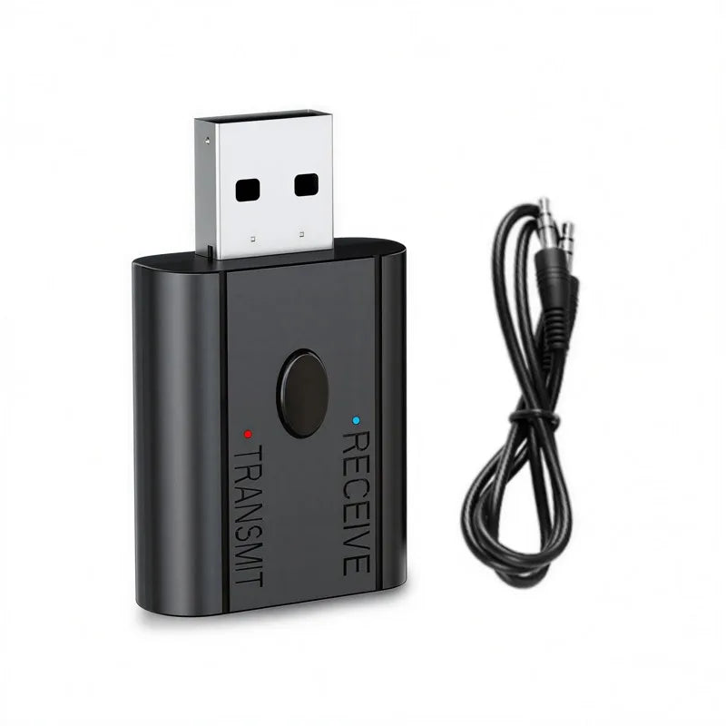 Adaptador USB Bluetooth 5.3 2 en 1 Receptor Transmisor Audio AUX 3.5mm