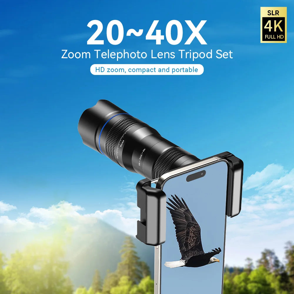 Teleobjetivo HD 20x-40x Zoom para Teléfono iPhone Samsung Xiaomi