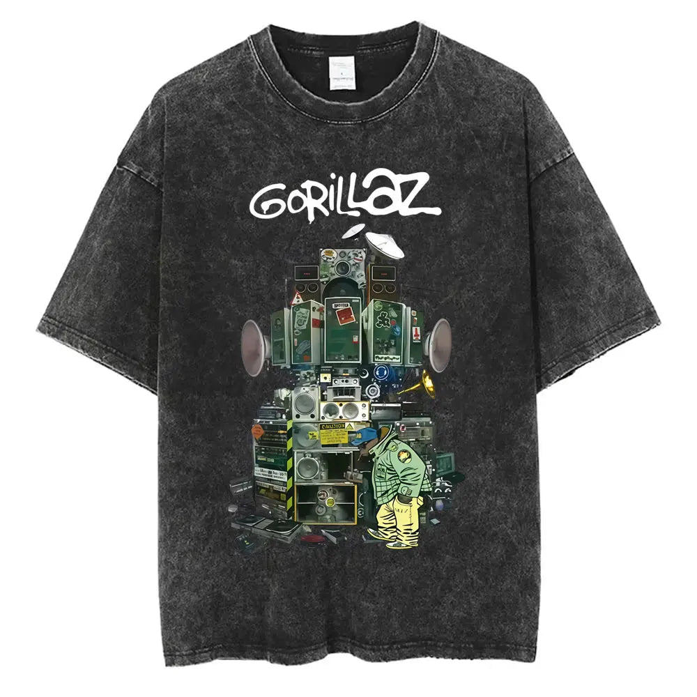 Camiseta Vintage Gorillaz, Punk Hip Hop Oversize, Unisex