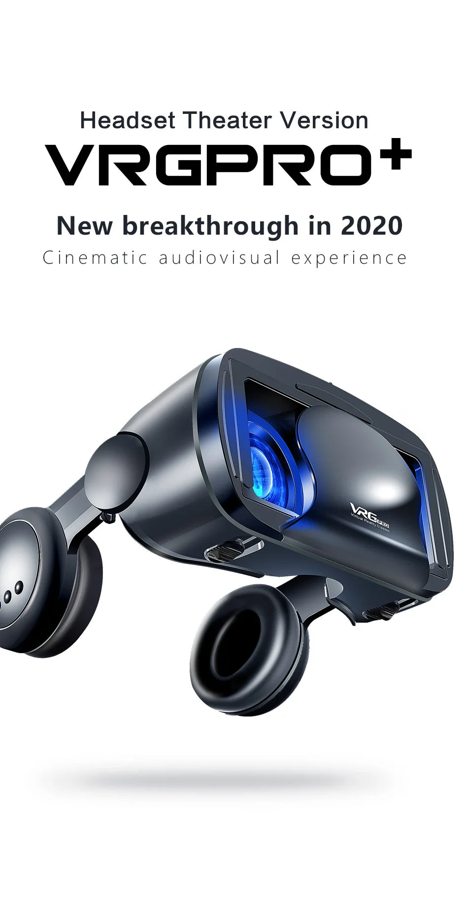 VRG Pro 3D gafas de realidad Virtual VR dispositivos auriculares Viar gafas lentes de casco inteligentes para teléfonos inteligentes visor dispositivos móviles