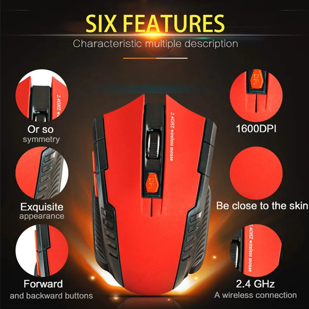 Ratón Inalámbrico 113, Ratón Óptico Inalámbrico de 2.4GHz con Receptor USB, Ratón Inalámbrico Portátil de 6 Botones para Computadoras Portátiles