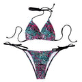 Conjunto de Bikini dividido de dos piezas para mujer, traje de baño de verano con tiras y cordones, estampado de lunares coloridos, traje de baño para vacaciones en la playa