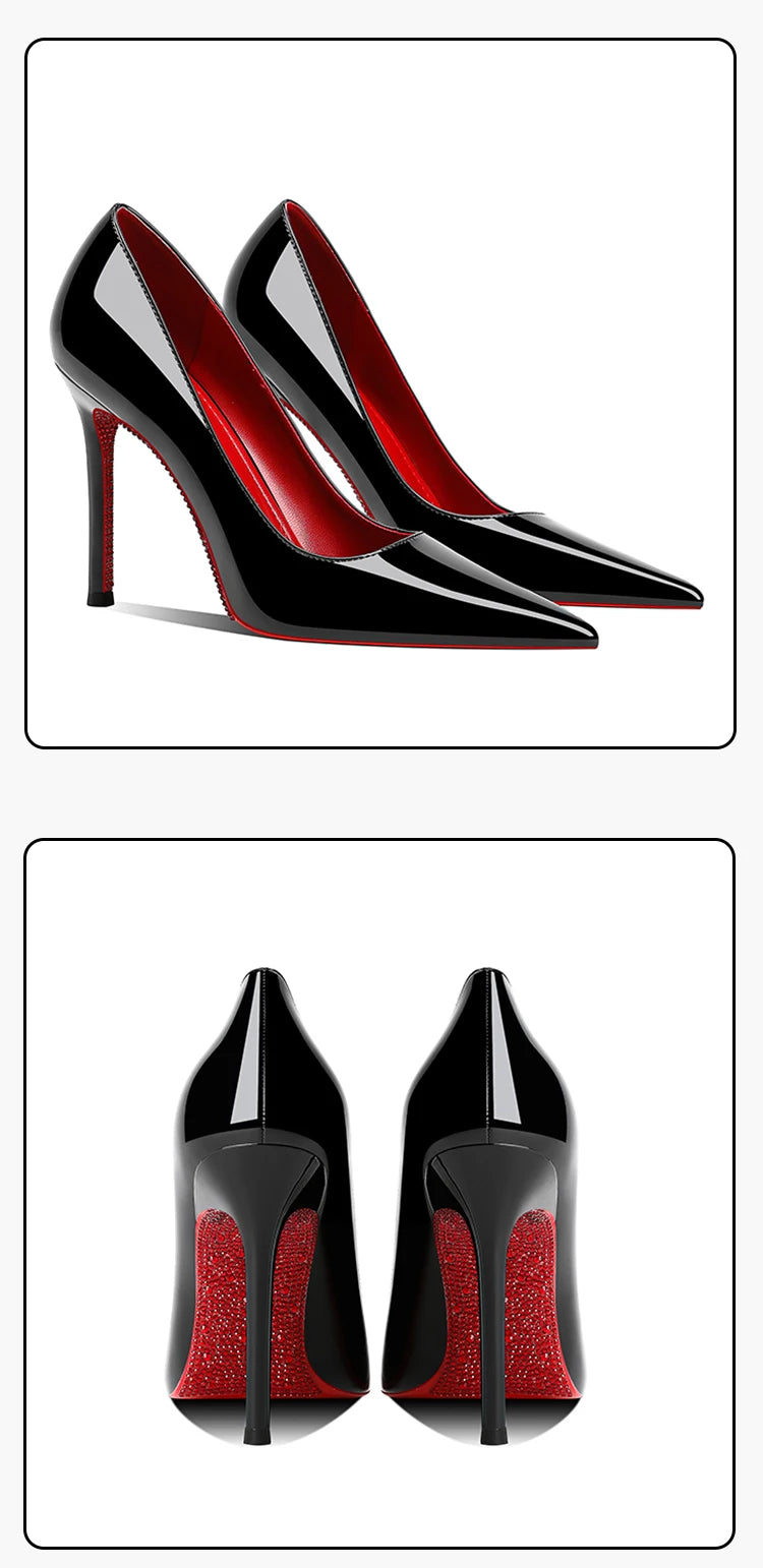 Stilettos de Mujer Punta Fina con Brillantes - Tacones Altos Elegantes