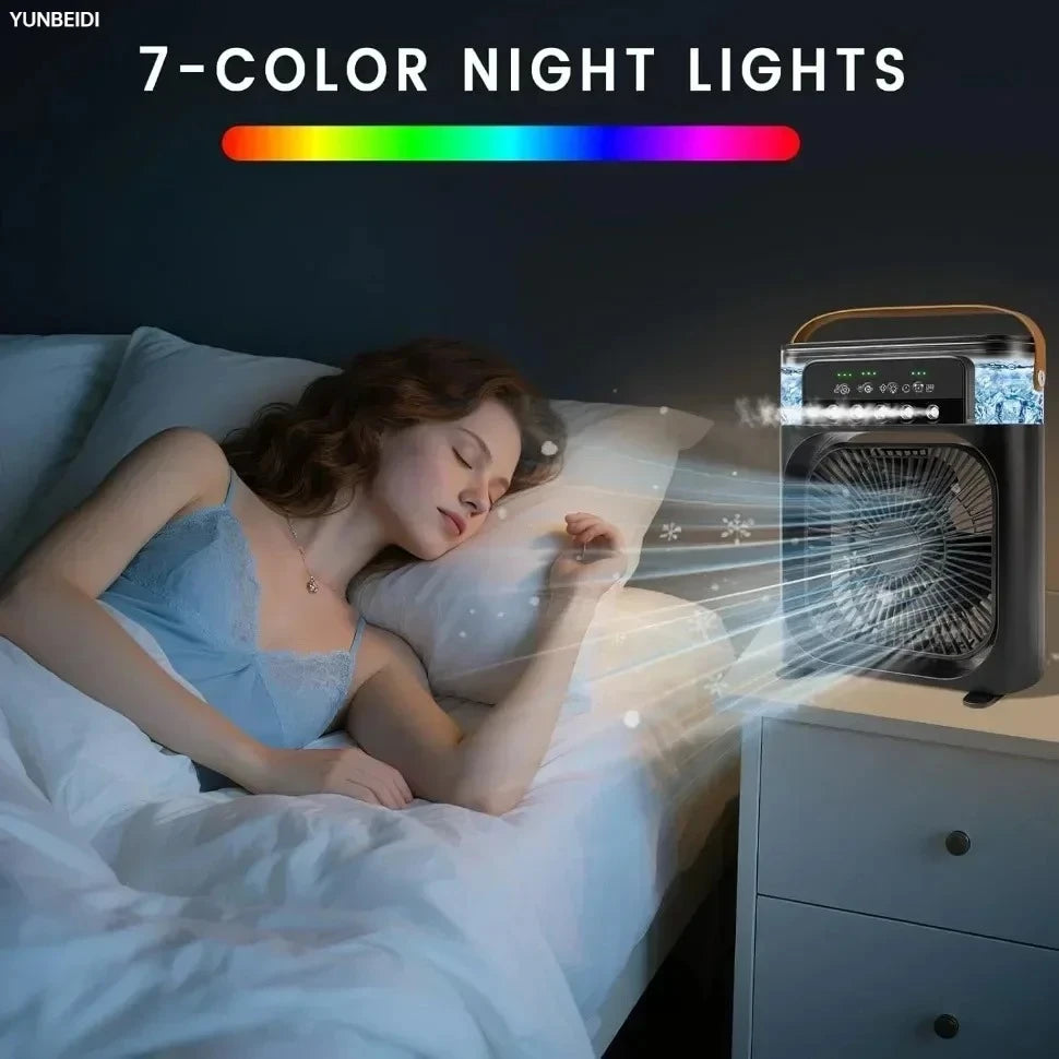 Ventilador 3 en 1 Portátil con Luz LED y Humidificador
