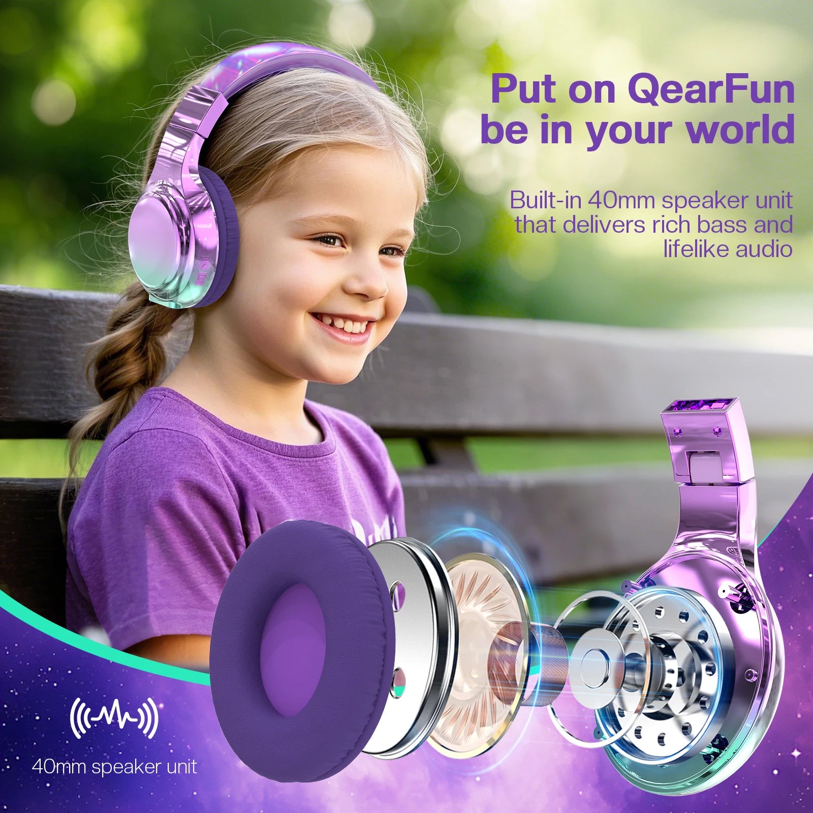 Auriculares Bluetooth Infantiles Plegables para Viajes
