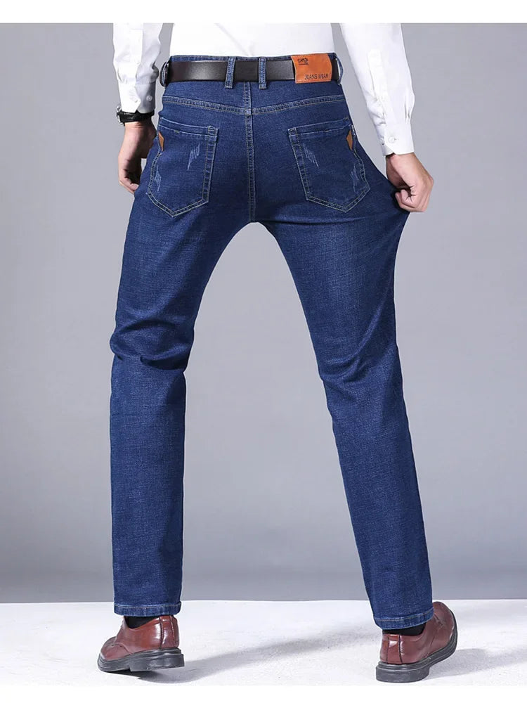 Pantalones Vaqueros Rectos para Hombre, Ajustados Elásticos, Negocios