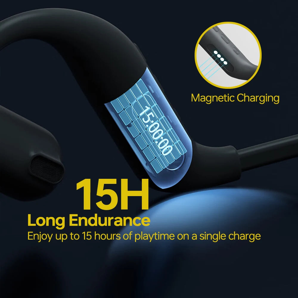 Ohayo 4GB auriculares con reproductor de música auriculares abiertos Bluetooth 5,3 auriculares IPX7 impermeables con tira de luz LED micrófono ENC
