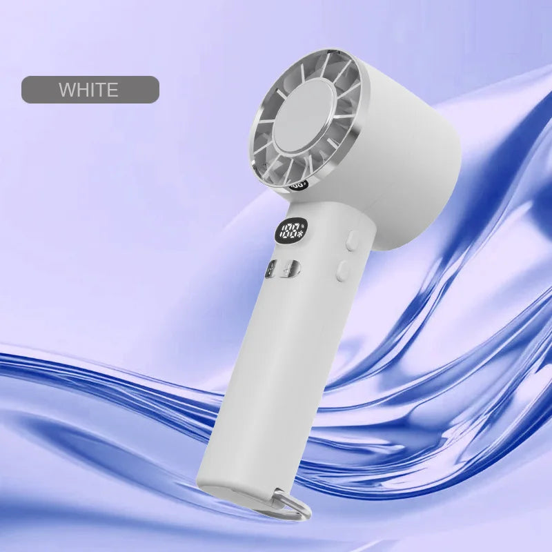 Ventilador de mano de alta velocidad, pantalla digital, compacto y portátil, fresco y refrescante, con ajuste de engranajes infinitos en verano