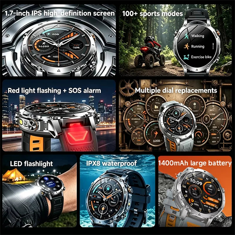 Reloj Inteligente Deportivo con Linterna LED IPX8