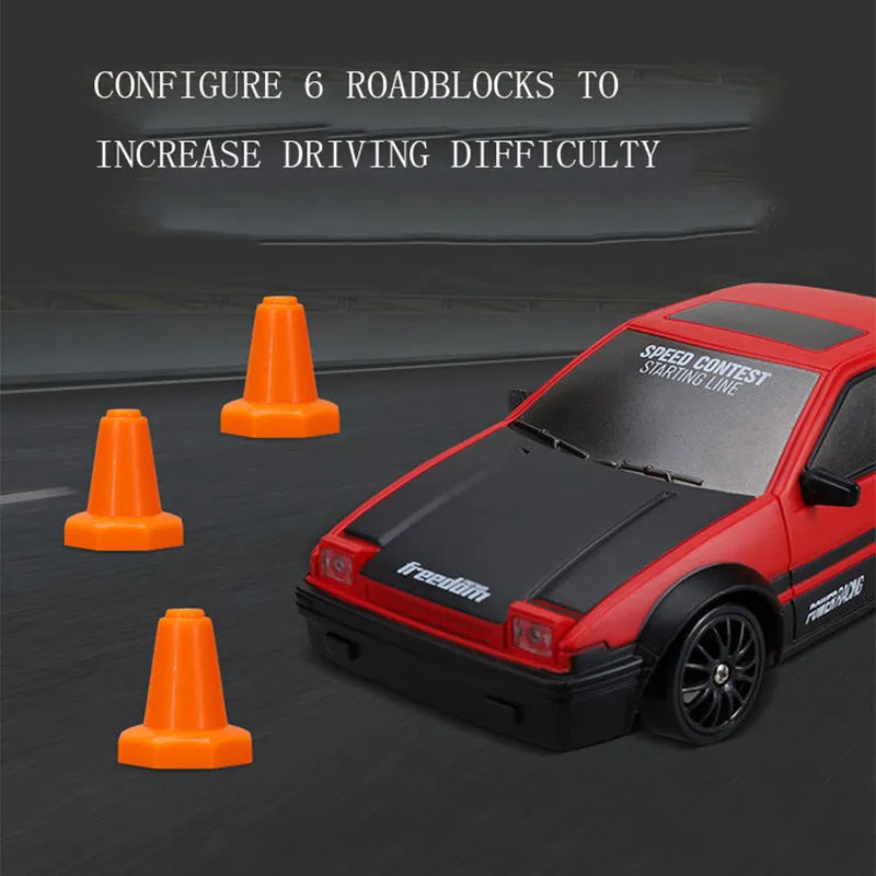 Coche de Carreras Teledirigido 2.4G 4WD, Modelos AE86, GTR, Ferrari, BMW