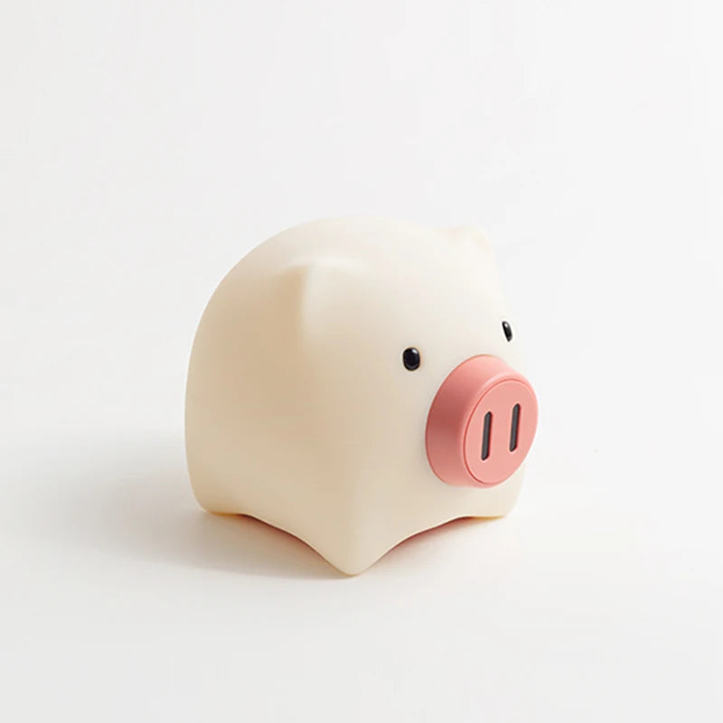 Linda luz nocturna de cerdo para mascotas, lámpara de noche de silicona recargable, cálida, temporizada, decoración de habitación, regalo de luz nocturna para niños