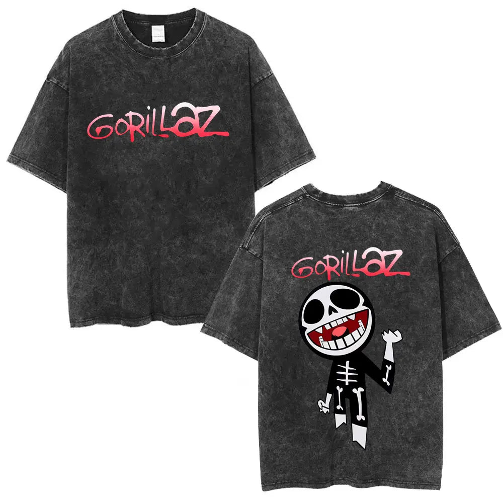 Camiseta Vintage Gorillaz, Punk Hip Hop Oversize, Unisex