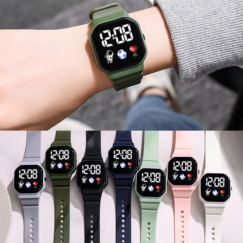 Reloj deportivo para niños, relojes digitales LED, correa de silicona para astronauta, reloj de pulsera electrónico resistente al agua para niños y niñas, regalos